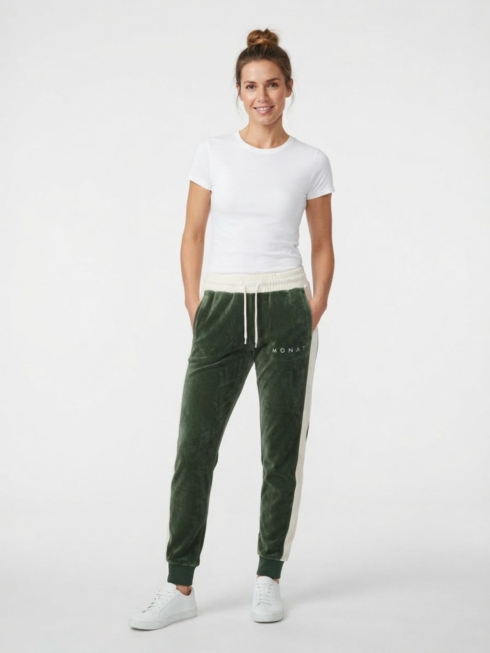 MONAT Green Velour Joggers Lounge Pants Size Small retro streetwear Y2K casual